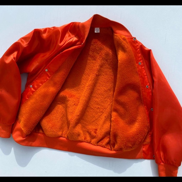 Vintage 80s Sherpa Lined Satin Jackets with Snap Buttons - Picture 3 of 3